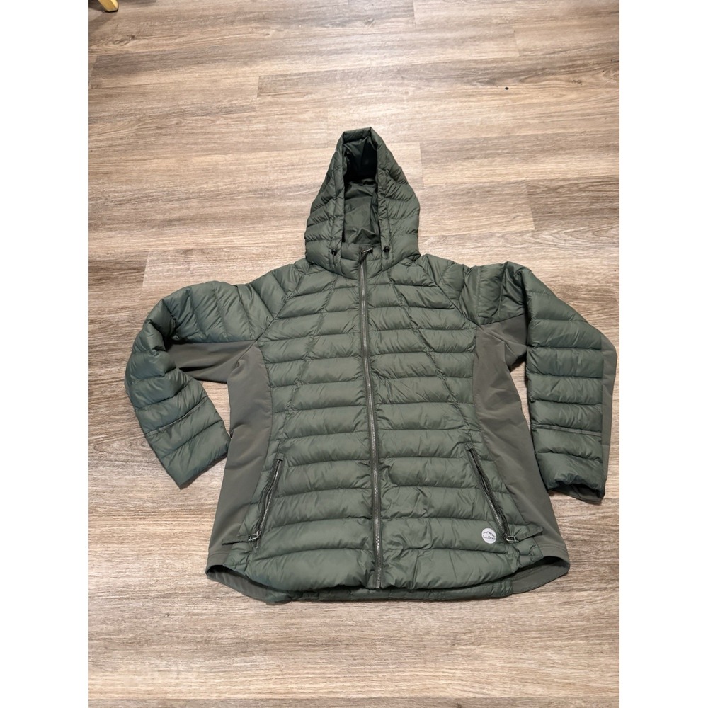 LL Bean Jacket Womens Small Green Boundless Hybrid Puffer Down Insulated 650